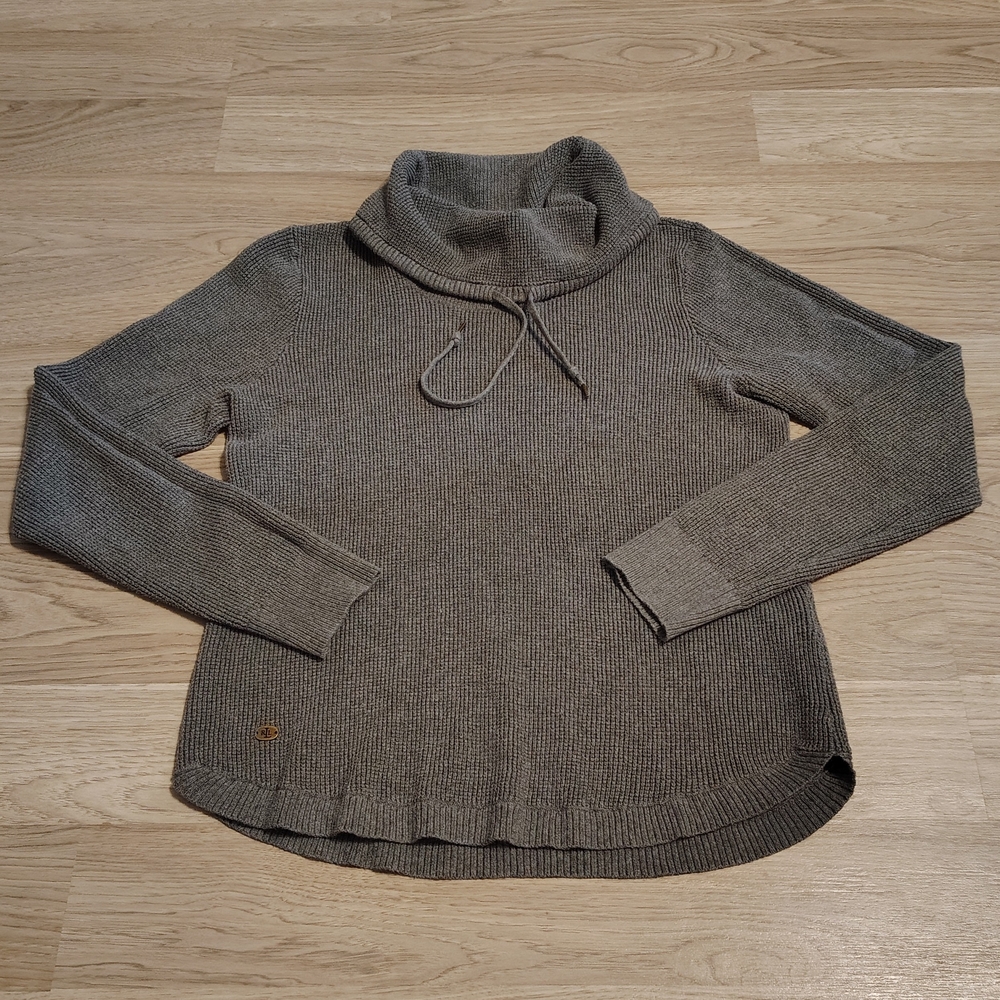 Ralph Lauren Grey Pullover Cowl Neck Waffle Knit Sweater Women's Size Large